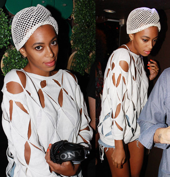 SOLANGE KNOWLES IN OPENING CEREMONY OPEN DIAMOND SWEATER